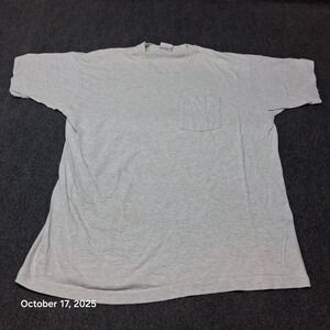 Vintage Trend Basics Plain Heather Gray Pocket T Shirt Size XL Single‎ Stitch